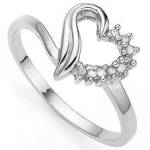 NEW 14k White Gold over Sterling Silver Diamonds Near Colorless Size 7 70% OFF!